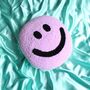 Vibrant Lilac Smiley Punch Needle Cushion, thumbnail 1 of 4