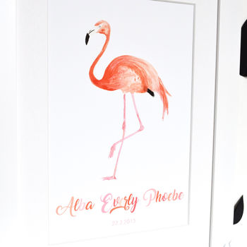 Personalised Flamingo Watercolour Print, 2 of 4