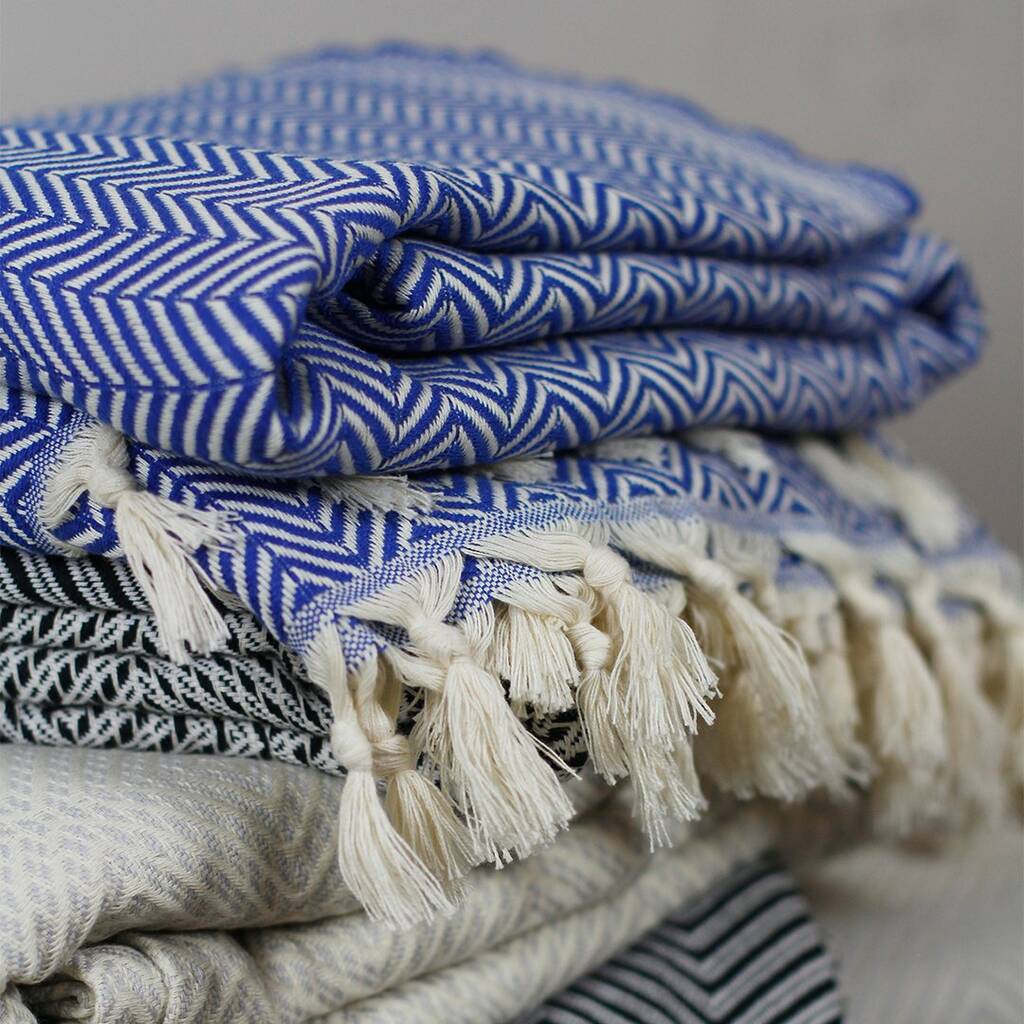 Extra Large Cotton Blue Sierra Throw By Oba Home