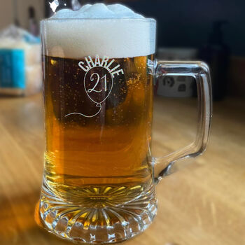 Personalised 21st Birthday Gift Balloon Stein Glass, 2 of 6