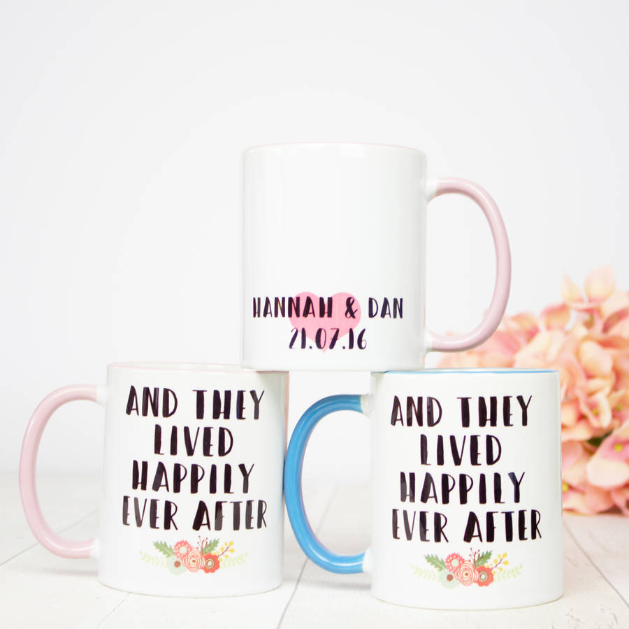 personalised 'happily ever after' wedding mug gift set by tea please