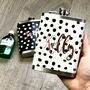 Personalised Black And White Spot Hip Flask, thumbnail 1 of 3