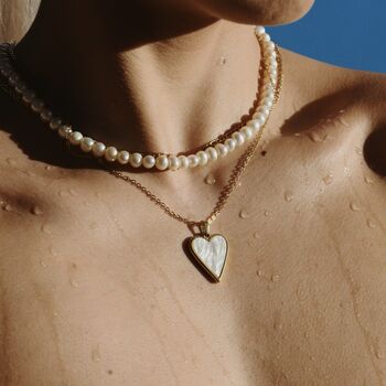 White Shell Heart Pendant Necklace, 7 of 7