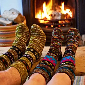 Fair Trade Hand Knitted Nepalese Woollen Slipper Socks, 11 of 12