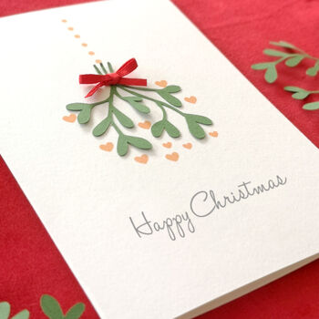 Personalised Happy Christmas 3D Mistletoe Card, 2 of 7