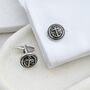 Fouled Anchor Rhodium Plated Round Cufflinks, thumbnail 5 of 6