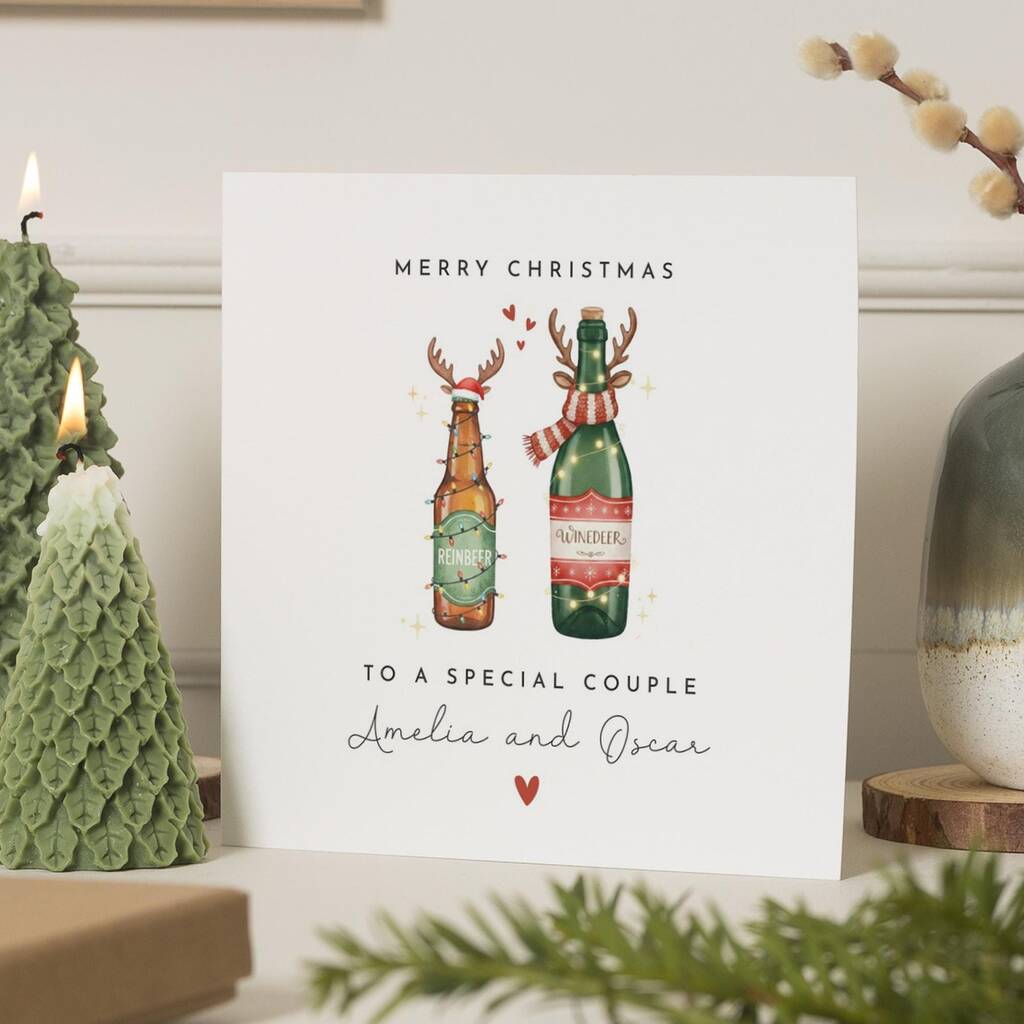Personalised Romantic Christmas Card For Couple, 1 of 7