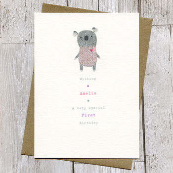 Personalised First Birthday Or Pick Your Age Koala Card, 7 of 12
