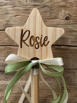 Personalised Chunky Wooden Wand With Ribbon, 3 of 5