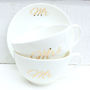 Mr And Mrs 22 Carat Gold Fine Bone China Tea Cups, thumbnail 1 of 9