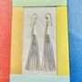 Long Tassel Liquid Silver Sterling Earrings, thumbnail 5 of 8