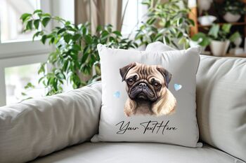 Personalised Pug Hearts Cushion Cover Gift, 2 of 2