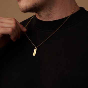Engraved Bar Pendant Chain Necklace For Men And Women, Name Jewelry, 6 of 11
