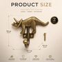 Vintage Brass Rhinoceros Wall Hooks Set Of Two, thumbnail 2 of 9