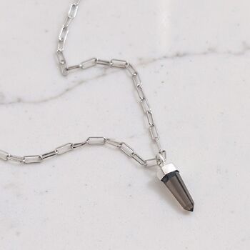 The En Pointe Smokey Quartz Necklace, Silver, 3 of 7