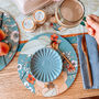 Round Placemats Set Heatproof Chica Camellia Teal, thumbnail 7 of 12