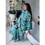 Ladies Green Leaf Print Cotton Dressing Gown, thumbnail 1 of 5