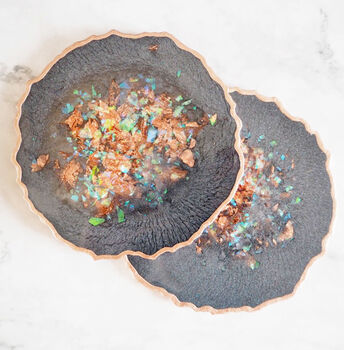 Iridescent Rose Gold Geode Resin Coasters, 6 of 12
