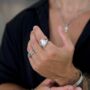 Mens Silver Stainless Steel World Map Signet Ring, thumbnail 2 of 7