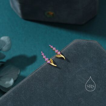 Sterling Silver Super Tiny Sterling Silver Lavender Stud Earrings, 6 of 12