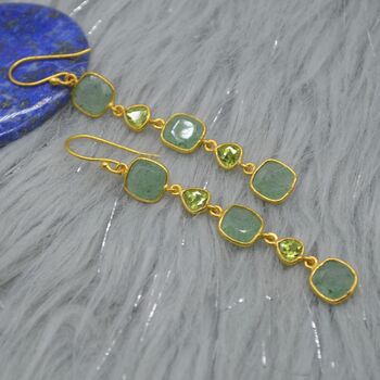 Peridot Green Jade Silver Dangle Earrings, 8 of 8