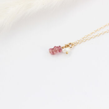 Gold Filled Tourmaline And Pearl Charm Necklace, 8 of 11