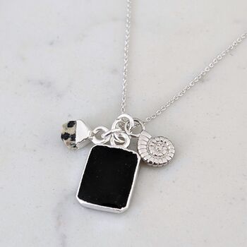 'The Trio' Black Onyx Sterling Silver Necklace, 2 of 10