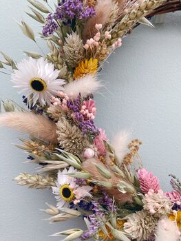Colourful Spring Dried Flower Wreath, 3 of 6