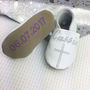 Personalised Coloured Cross Christening Shoes, thumbnail 4 of 6