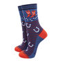 Cowboy Horseshoe Bamboo Ankle Socks Women's Blue, thumbnail 1 of 3