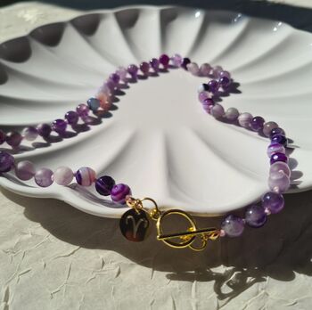 Amethyst And Agate Zodiac Crystal Necklace, 6 of 10