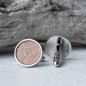 Copper And Steel Fingerprint Cufflinks, 2 of 8