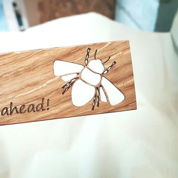 Personalised Oak Bookmark Bee And Honeycomb, 2 of 2