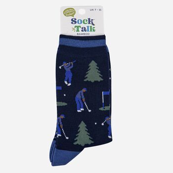 Winter Golf Men's Bamboo Socks Navy Blue, 4 of 4