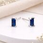 Sterling Silver Sapphire Baguette Stud Earrings – 6mm X 4mm, thumbnail 1 of 4