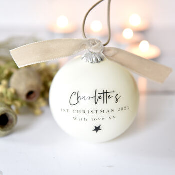 Personalised Baby's First Christmas Bauble, 2 of 4