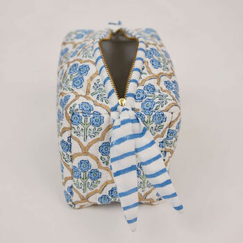 Handcrafted Block Print Quilted Makeup Bag, 6 of 7