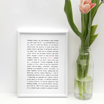 Sister Quotes Gift Print, 3 of 10