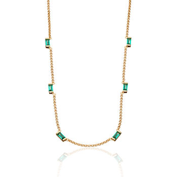 Cleopatra Green Baguette Chain Necklace, 2 of 6