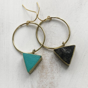 Fair Trade Recycled Paper Drop Hoop Triangle Earrings, 2 of 12
