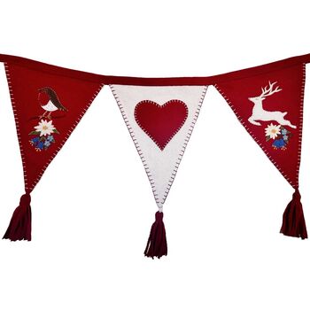 Edelweiss Christmas Bunting In Red And Cream Wool, 3 of 4