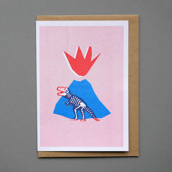 Dinosaur Riso Printed Greeting Card, 2 of 4