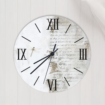 Dragonfly Script Neutral Sml Kitchen Clock, 4 of 5