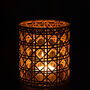 Natural Reeded Cane Glass Candle Hurricane, thumbnail 3 of 4
