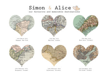 Personalised Destination Maps Print, 2 of 3