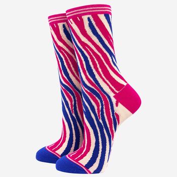 Women's Zebra Animal Print Bamboo Socks Gift Set, 5 of 5