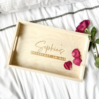 Personalised Wooden Breakfast In Bed Tray, 2 of 3
