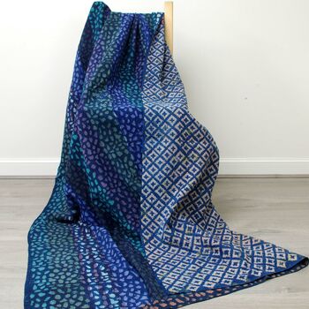 Indigo Blue Patchwork Kantha Quilt Single Bed, 6 of 9