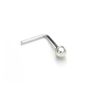 Sterling Silver 3mm Pearl L Shaped Nose Stud, thumbnail 2 of 3