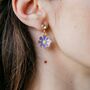Pink Daisy Flower Zircon Dainty Stud Earrings, thumbnail 4 of 10